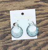 Periwinkle by Barlow Hoop Patina Finish Circular Earrings Aqua Blue Green 1"