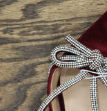 A New Day Womens Velvet Gwen Rhinestone Bow Heels 94656738 Burgundy Red 7.5M