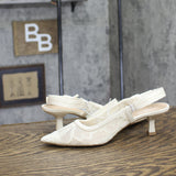 A New Day Womens Milan Slingback Pumps Lace 93708032 Cream Off White 7.5M