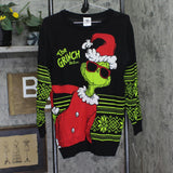 The Grinch Long Sleeve Knit Ugly Christmas Pullover Sweater Black XL