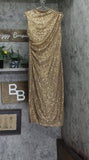 Anne Klein Womens Sleeveless Draped Mock Neck Sequin Midi Dress Gold Yellow L
