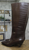 INC International Concepts Knee-High Boots with Kitten Heel Brown Croc 8.5M