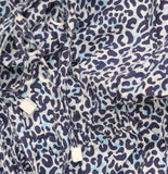Bar III the Prowl Long Sleeve Lace-up Romper Swim Cover Up Navy Cheetah Blue M