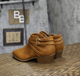 Style & Co. Womens Strappy Buckle Boots Tan Brown 6.5M