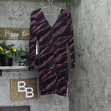 Siena Womens Metallic Side-Twist Long Sleeve Faux Wrap Mini Dress Purple Multi 8