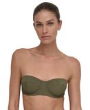DKNY Womens Textured Molded Balconette Bikini Top Swim DIMTS470 Moss Green XL