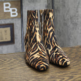 A New Day Tigris Block Heel Ankle Boots 94568624 Tiger Print Brown 6M