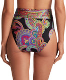 Lauren Ralph Lauren Paisley-Print High-Waist Bikini Bottom Black Paisley 10