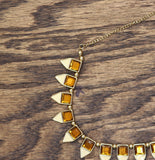 Ella Fashion Geometric Pendant Dangly Earring Necklace Set Gold / Brown 18" + 3"