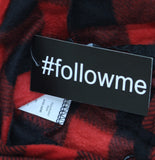 #followme Hooded Onepiece Pajama with Zip and Pockets Buffalo Plaid Red Black M