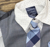 Nautica Sharkskin Vest Shirt Tie and Pants 4-Piece Suit Set Gray Blue Multi 5