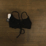 Salt + Cove Juniors Rib Scrunch Scoop-Neck Bralette Bikini Top Black M