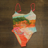 Cotton On Low-Scoop One Piece Cheeky Swimsuit Sunset Resort Multi Red L