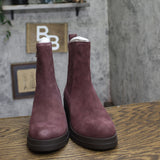 Lucky Brand Suede Almond Toe Ankle Chelsea Boots Booties Winter Cherry Purple 5M