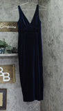 1. State Womens Velvet Midi V Neck Rear Slit Dress DS93017245AM Navy Blue S