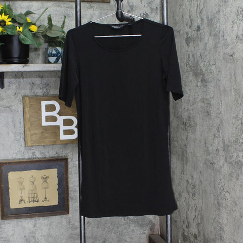 Susan Graver Everyday Womens Regular Liquid Knit A-Line Dress A374088 Black 2XS