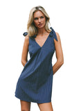 Cupshe Womens Sleeveless Tie-Shoulder Mini Dress Navy Blue M