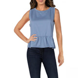 Crave Fame by Almost Famous Womens Blue Ruffled Sleeveless Top Shirt P198720