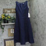 Aqua Womens Paneled A-Line V-Neck Midi Dress IDL9634 Navy Blue M