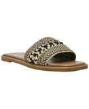 Wild Pair Womens Daisyy Slide Flat Sandals Embellished Black / Natural 8M