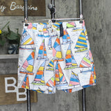 Club Room Mens Sail Sketch 7" Board Shorts Bright White Multi S