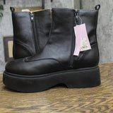 Wild Fable Honor Ankle Platform Boots Faux Leather Zip Front 94642919 Black 11M