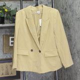 A New Day Crepe Slim Fit Blazer with Collar and Button Placket Tan Brown XL