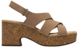 Clarks Womens Platform Cork Nerisa Grace Wedge Sandal Sand Nubuck Brown 8.5M