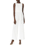 Tommy Hilfiger Womens Scuba Crepe Mono Belted Jumpsuit Ivory Off White 16