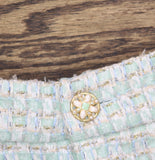 Aqua Womens Lined Tweed Braided Hem Shorts IPO81169 Mint Blue Green XS