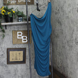 Emerald Sundae Womens Plus Size Ruched Midi Sheath Dress Peacock Blue Green 22W