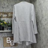 Kasper Womens Draped Open Front Jacket 10909049 Pebble GRay XL