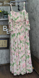 Taylor Womens Floral-Print Cold-Shoulder Gown Pink Multi 16