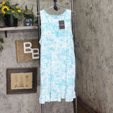 Cuddl Duds Womens Cotton-Blend Sleeveless Chemise Nightgown Summer Scene Blue XL