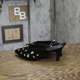 A New Day Womens Katia Heels Satin Rhinestone Teardrop 94663378 Black 6.5M