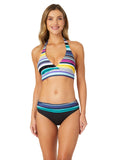 Anne Cole Barcode Stripe Halter Bikini Top Swim Barcode Stripe Blue Multi S