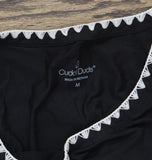 Cuddl Duds Womens Cottonwear Crochet Trim Tee A694385 Black M