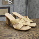 A New Day Women's Tia Mule Heels 89530591 Beige Brown 9M