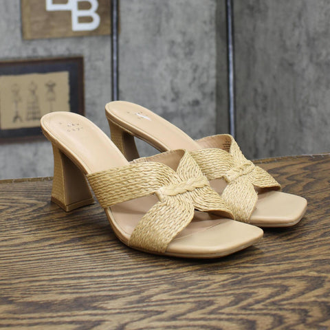 A New Day Women's Tia Mule Heels 89530591 Beige Brown 9M