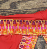 Becca Delilah Halter Aztec Bikini Swim Top 613157 Fire Red Multi D