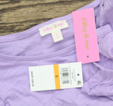 Riley & Rae Womens Lacey Crew Neck Tiered Puff-Sleeve Midi Dress Lilac Purple S