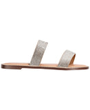 Wild Pair Womens Ginnie Embellished Flat Sandals Banded Silver Bling Gray 9M