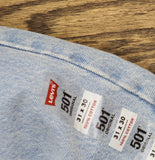 Levi's 501 Button Fly High Rise Straight Jeans 94417273 County Fair Blue 31 x 30