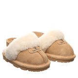 Bearpaw Suede Faux Fur Water-Repellent Slip-On Slippers Iced Coffee Brown 8T