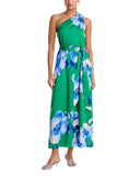 Aqua Womens One Shoulder Satin Maxi Dress STD14776BL Green / Blue M