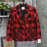 Woolrich X TGT Womens Buffalo Check Melton Flannel Jacket 94611611 Black / Red M