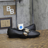 A New Day Genevieve Oversized Dome Stud Mary Jane Flats Black / Silver 7M