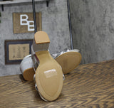 Journee Collection Womens Glittery Bella Strap Heels BELLA Silver Gray 8M