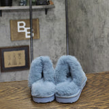 Michael Michael Kors Womens Janis Scuff Slippers Fuzzy 40R1JAFP2Y Denim Blue 6M