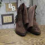Universal Thread Patsy Tall Fringe Western Boots Cowgirl Chocolate Brown 6.5M`